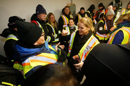 JOHN WOODS / WINNIPEG FREE PRESS
Julie Payette, Governor General of Canada, met and walked with James Favel and the Bear Clan Patrol in Winnipeg's North End Monday, November 26, 2018.