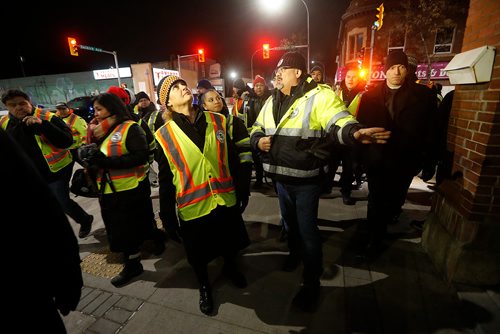 JOHN WOODS / WINNIPEG FREE PRESS
Julie Payette, Governor General of Canada, met and walked with James Favel and the Bear Clan Patrol in Winnipeg's North End Monday, November 26, 2018.