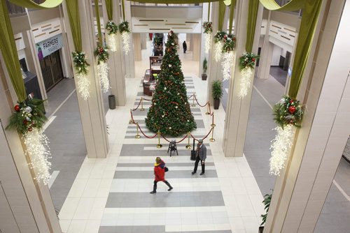 MIKE DEAL / WINNIPEG FREE PRESS
Chad Celaire, in front of the huge tree in Cityplace shopping centre, has for the last three holiday seasons rented out his vocal services, billing himself as The Christmas Singer.
181127 - Tuesday, November 27, 2018.