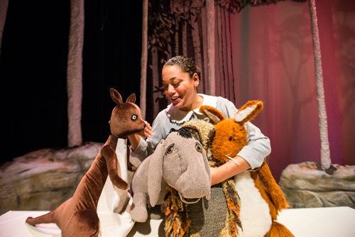 MIKAELA MACKENZIE / WINNIPEG FREE PRESS
Cherissa Richards, who voices Owl, Eeyore, Kanga and Roo, stars in House on Pooh Corner at the Manitoba Theatre for Young People in Winnipeg on Tuesday, Nov. 27, 2018.
Winnipeg Free Press 2018.