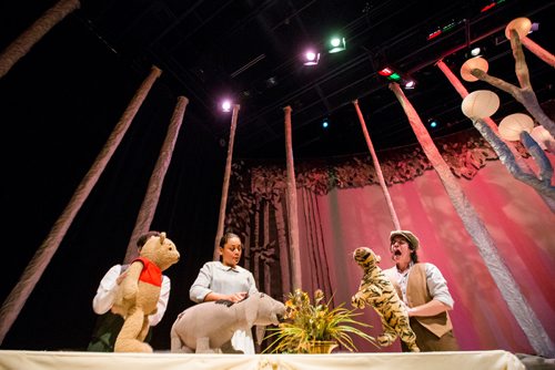 MIKAELA MACKENZIE / WINNIPEG FREE PRESS
Simon Miron (left), Cherissa Richards, and Aaron Pridham star in House on Pooh Corner at the Manitoba Theatre for Young People in Winnipeg on Tuesday, Nov. 27, 2018.
Winnipeg Free Press 2018.