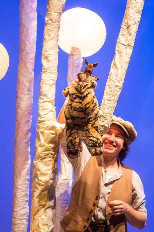 MIKAELA MACKENZIE / WINNIPEG FREE PRESS
Aaron Pridham voices Tigger in House on Pooh Corner at the Manitoba Theatre for Young People in Winnipeg on Tuesday, Nov. 27, 2018.
Winnipeg Free Press 2018.