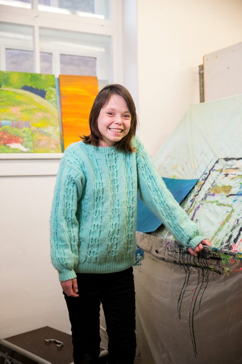 MIKAELA MACKENZIE / WINNIPEG FREE PRESS
Brittney Fox, artist in residence, poses for a portrait at Artbeat Studio in Winnipeg on Wednesday, Nov. 28, 2018.
Winnipeg Free Press 2018.