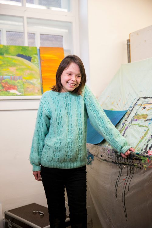 MIKAELA MACKENZIE / WINNIPEG FREE PRESS
Brittney Fox, artist in residence, poses for a portrait at Artbeat Studio in Winnipeg on Wednesday, Nov. 28, 2018.
Winnipeg Free Press 2018.