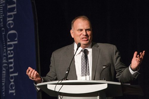 MIKE DEAL / WINNIPEG FREE PRESS
Patrick Witcher, VP of Strategic Partnerships, GrowForce, speaks during the Cannabis and the Workplace conference hosted by The Winnipeg Chamber of Commerce at the RBC Convention Centre Wednesday morning.
181128 - Wednesday, November 28, 2018.