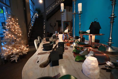 RUTH BONNEVILLE / WINNIPEG FREE PRESS

LOCAL stup - Tablescapes,  

Photo of table designed by Ayoko Designs and is titled Winter Village.  


Tablescapes is a showcase of 15 live edge tables splendidly decorated for the holidays by local interior designers, decorators and home builders and runs from Nov. 29 through Dec. 8 at Blue Moon Furniture with funds raised to support local charities of Winnipeg (Harvest and Willow Place Women and Children's Emergency Shelter). 
 
More info:
The Tablescape art designs can be seen at no charge at Blue Moon Furniture @ 109 Pacific Avenue from Nov 29th to Dec 8th during Blue Moon open  hours: Monday - Friday 11-6, Saturday 11-5 and Sunday 12-5 (Dec 2nd only). Live Edge tables used in the show were provided by Blue Moon Furniture with a percentage of the sales in support of the charities. 

Table Stories, produced by Ayoko Designs aDesigned Magazine and Blue Moon Furniture, is presented in support of Winnipeg Harvest and Willow Place Women and Children's Emergency Shelter. (See press release for more details)

Standup photo 
(One of several photos taken of table displays at  Blue Moon Furniture).  


 Nov 28th, 2018RUTH BONNEVILLE / WINNIPEG FREE PRESS

LOCAL stup - Tablescapes,  

Josephine Pulver, a interior designer with Ayoko Designs, puts the finishing touches on  her table with natural habitat themes for Tablescapes art show, at Blue Moon Furniture, on Wednesday.  

Tablescapes is a showcase of 15 live edge tables splendidly decorated for the holidays by local interior designers, decorators and home builders and runs from Nov. 29 through Dec. 8 at Blue Moon Furniture with funds raised to support local charities of Winnipeg (Harvest and Willow Place Women and Children's Emergency Shelter). 
 
More info:
The Tablescape art designs can be seen at no charge at Blue Moon Furniture @ 109 Pacific Avenue from Nov 29th to Dec 8th during Blue Moon open  hours: Monday - Friday 11-6, Saturday 11-5 and Sunday 12-5 (Dec 2nd only). Live Edge tables used in the show were provided by Blue Moon Furniture with a percentage of the sales in support of the charities. 

Table Stories, produced by Ayoko Designs aDesigned Magazine and Blue Moon Furniture, is presented in support of Winnipeg Harvest and Willow Place Women and Children's Emergency Shelter. (See press release for more details)

Standup photo 
(One of several photos taken of table displays at  Blue Moon Furniture).  


 Nov 28th, 2018