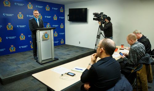 MIKE DEAL / WINNIPEG FREE PRESS
WPS Homicide Detective Wes Rommell announces that the remains found by a hunter on October 27, 2018, in the Rural Municipality of Tache have been identified as Thelma Krull. 
181129 - Thursday, November 29, 2018.