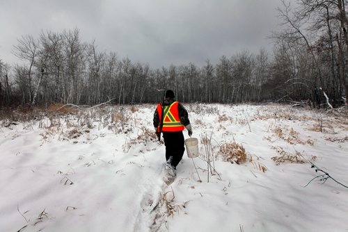 PHIL HOSSACK / WINNIPEG FREE PRESS - A local hunter on the same half section of Crown Land bush Thelma Krull's remains were found, walks into the bush and swamp in search of venison  - November 29, 2018