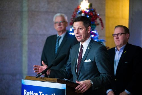 MIKAELA MACKENZIE / WINNIPEG FREE PRESS
Mayor Brian Bowman speaks at a press conference about new provisions facilitating the disclosure and investigation of serious wrongdoing within public-sector entities at the Manitoba Legislative Building in Winnipeg on Friday, Nov. 30, 2018.
Winnipeg Free Press 2018.