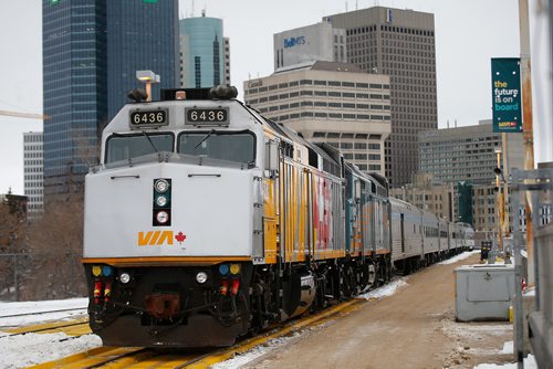 JOHN WOODS / WINNIPEG FREE PRESS
The first train to Churchill in 18 months sits at the VIA station Sunday, December 2, 2018.