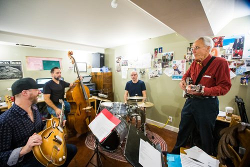 MIKAELA MACKENZIE / WINNIPEG FREE PRESS
Murray Pulver (left), Gilles Fournier, and Daniel Roy of Ego Spank rehearse with Al Simmons for a concert series at the West End Cultural Centre in Winnipeg on Wednesday, Dec. 5, 2018.
Winnipeg Free Press 2018.