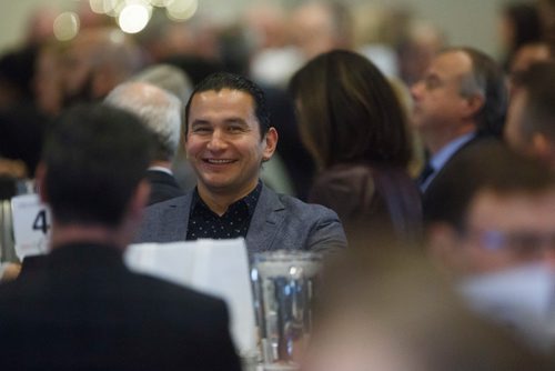 MIKE DEAL / WINNIPEG FREE PRESS
NDP Opposition leader Wab Kinew before the start of the State of the Province event at RBC Convention Centre Thursday morning.
181206 - Thursday, December 06, 2018.