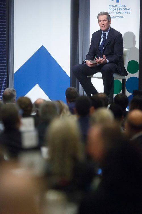 MIKE DEAL / WINNIPEG FREE PRESS
Premier Brian Pallister gives the keynote speech during the State of the Province event at RBC Convention Centre Thursday morning.
181206 - Thursday, December 06, 2018.