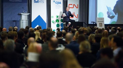 MIKE DEAL / WINNIPEG FREE PRESS
Premier Brian Pallister gives the keynote speech during the State of the Province event at RBC Convention Centre Thursday morning.
181206 - Thursday, December 06, 2018.