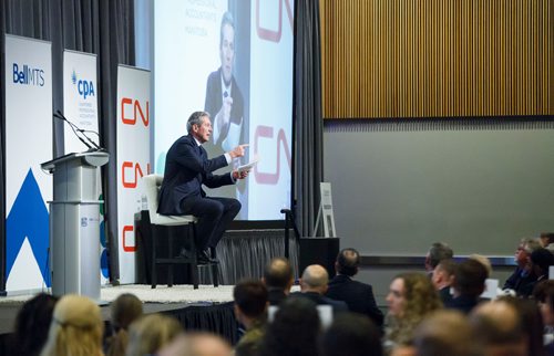 MIKE DEAL / WINNIPEG FREE PRESS
Premier Brian Pallister gives the keynote speech during the State of the Province event at RBC Convention Centre Thursday morning.
181206 - Thursday, December 06, 2018.