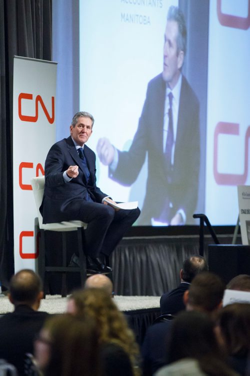 MIKE DEAL / WINNIPEG FREE PRESS
Premier Brian Pallister gives the keynote speech during the State of the Province event at RBC Convention Centre Thursday morning.
181206 - Thursday, December 06, 2018.