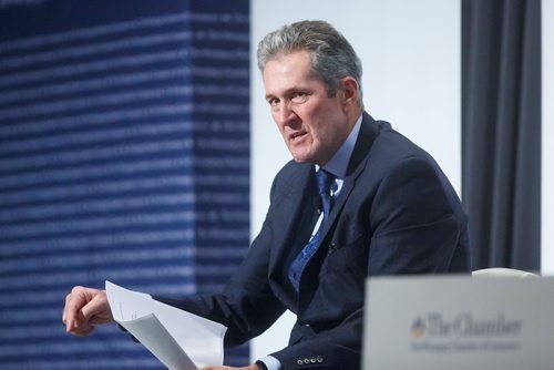 MIKE DEAL / WINNIPEG FREE PRESS
Premier Brian Pallister gives the keynote speech during the State of the Province event at RBC Convention Centre Thursday morning.
181206 - Thursday, December 06, 2018.