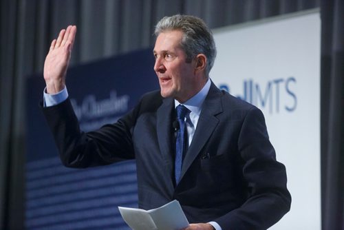 MIKE DEAL / WINNIPEG FREE PRESS
Premier Brian Pallister gives the keynote speech during the State of the Province event at RBC Convention Centre Thursday morning.
181206 - Thursday, December 06, 2018.