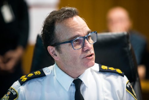 MIKAELA MACKENZIE / WINNIPEG FREE PRESS
Winnipeg Police Chief Danny Smyth speaks at the police board meeting at City Hall in Winnipeg on Friday, Dec. 7, 2018.
Winnipeg Free Press 2018.