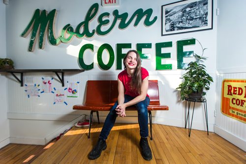 MIKAELA MACKENZIE / WINNIPEG FREE PRESS
Allison Slessor, owner of Modern Coffee, poses in her newly opened cafe at Inkster and Main in Winnipeg on Friday, Dec. 7, 2018.
Winnipeg Free Press 2018.