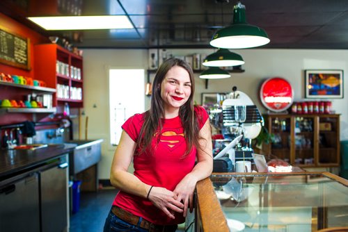 MIKAELA MACKENZIE / WINNIPEG FREE PRESS
Allison Slessor, owner of Modern Coffee, poses in her newly opened cafe at Inkster and Main in Winnipeg on Friday, Dec. 7, 2018.
Winnipeg Free Press 2018.