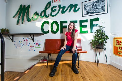 MIKAELA MACKENZIE / WINNIPEG FREE PRESS
Allison Slessor, owner of Modern Coffee, poses in her newly opened cafe at Inkster and Main in Winnipeg on Friday, Dec. 7, 2018.
Winnipeg Free Press 2018.