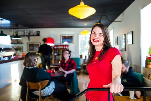 MIKAELA MACKENZIE / WINNIPEG FREE PRESS
Allison Slessor, owner of Modern Coffee, poses in her newly opened cafe at Inkster and Main in Winnipeg on Friday, Dec. 7, 2018.
Winnipeg Free Press 2018.