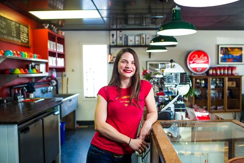 MIKAELA MACKENZIE / WINNIPEG FREE PRESS
Allison Slessor, owner of Modern Coffee, poses in her newly opened cafe at Inkster and Main in Winnipeg on Friday, Dec. 7, 2018.
Winnipeg Free Press 2018.