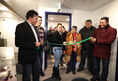 RUTH BONNEVILLE / WINNIPEG FREE PRESS

Long Plains Cannabis store opens. 

Meta Cannabis Supply Co. store manager, Heather Pelletier prepares to cut the ribbon with Long Plains Chief Dennis Meeches (left) and Opaskwayak Cree Nation (OCN) chief - Christian Sinclair (red jacket)  as well as other band members and friends at the official opening of Meta Cannabis store at 420 Madison Ave. Friday.    

Meta Cannabis Supply Co. Manitoba First Nations first for the City of Winnipeg, Long Plain First Nation, and National Access Cannabis, opened their first legal recreational cannabis store on a Winnipeg urban reserve Friday at 420 Madison Street. Friday.
  
This is the third First Nations retail store launched with National Access Cannabis, the second with Long Plain First Nation and the fifth META store in the province. It will be staffed by Long Plain members that have been trained using NACs proprietary model to ensure safe, secure and responsible distribution of legal cannabis.

See Alex Paul story. 

Dec 7th, 2018