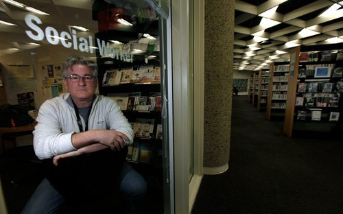 PHIL HOSSACK / WINNIPEG FREE PRESS -  City Social Worker Bruce Fiske poses at the Milennium Library Friday afternoon. See Caitlyn's story. - December 7, 2018