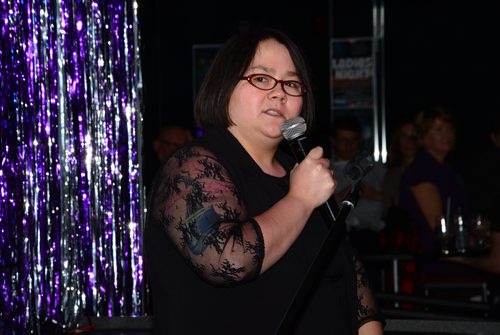 SUBMITTED PHOTO / RON SNIDER

Danielle Kayahara performs at Sarasvati Productions' third Women's Comedy Night Fundraiser at Club 200 on Nov. 14, 2018. (See Social Page)