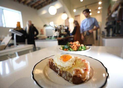 RUTH BONNEVILLE / WINNIPEG FREE PRESS


Little Sister Coffee in South Osborne offers cool new multi-level space with lots of cozy seating areas and great food options.   
 Photo of croquet madame (melted cheese and ham open faced sandwich topped with egg) and Spinach Salad. 

Dec 11th, 2018