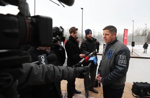 RUTH BONNEVILLE / WINNIPEG FREE PRESS


Mayor Brian Bowman talks to the media at the Grand Opening of the Jumpstart Community Rink at Dakota Community Centre Tuesday.  See press release for more info.



Dec 11th, 2018