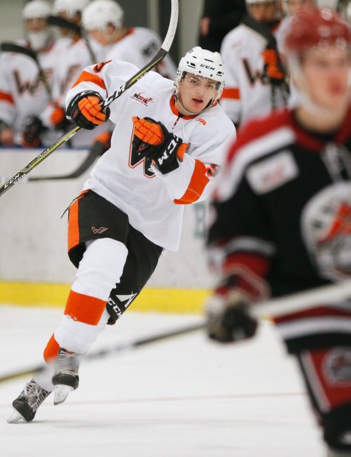 JOHN WOODS / WINNIPEG FREE PRESS
Winkler's Eric Fawkes (9) plays against Virden  at Seven Oaks Sportsplex Tuesday, December 11, 2018.