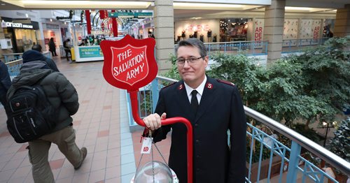 RUTH BONNEVILLE / WINNIPEG FREE PRESS

Local Salvation Army Christmas Kettle
Rob Kerr, Salvation Army Public Relations secretary at Kettle at Portage Place Shopping Centre.  

Photos of Kerr with Kettle and kettle by itself with mall patrons in background.


See story by Danton Unger.


Dec 12th,  2018