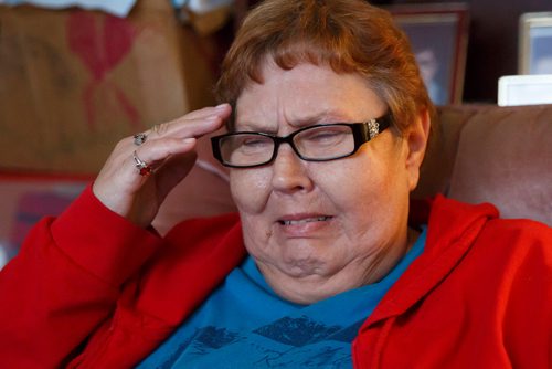 MIKE DEAL / WINNIPEG FREE PRESS
A distraught Sherry Kubica in her home in East Kildonan. Her daughter Lisa Marie Kubica, was killed in a homicide at her Gilbert Park home over the weekend.
181212 - Wednesday, December 12, 2018.