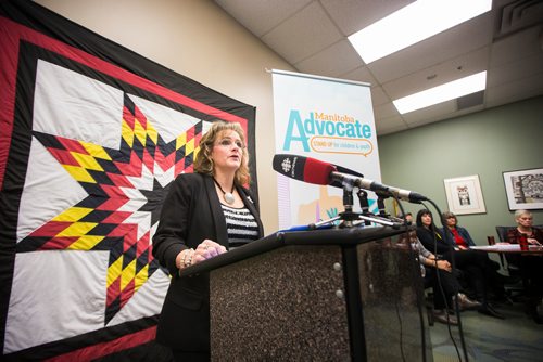 MIKAELA MACKENZIE / WINNIPEG FREE PRESS
Manitoba Advocate for Children and Youth, Daphne Penrose, speaks about a child death report released to the public in Winnipeg on Thursday, Dec. 13, 2018. 
Winnipeg Free Press 2018.