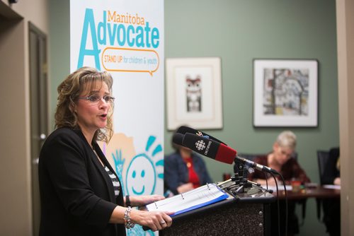 MIKAELA MACKENZIE / WINNIPEG FREE PRESS
Manitoba Advocate for Children and Youth, Daphne Penrose, speaks about a child death report released to the public in Winnipeg on Thursday, Dec. 13, 2018. 
Winnipeg Free Press 2018.