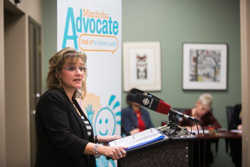 MIKAELA MACKENZIE / WINNIPEG FREE PRESS
Manitoba Advocate for Children and Youth, Daphne Penrose, speaks about a child death report released to the public in Winnipeg on Thursday, Dec. 13, 2018. 
Winnipeg Free Press 2018.