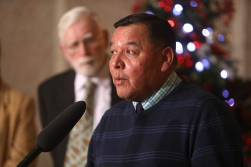 RUTH BONNEVILLE / WINNIPEG FREE PRESS

LOCAL - Circles for Reconciliation funding


Indigenous and Northern Relations Minister Eileen Clarke announces $25,000 in government funding for Circles for Reconciliation at a press conference held in the Rotunda at the Legislative Building Thursday.  

Photo of  Clayton Sandy, Indigenous ambassador  for Circles, speaking at event.  

See Alex Paul story. 

Dec 13th,  2018