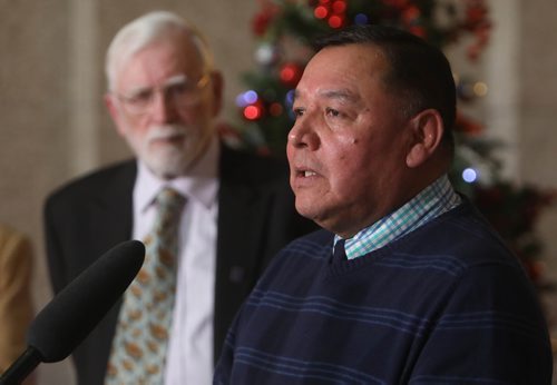 RUTH BONNEVILLE / WINNIPEG FREE PRESS

LOCAL - Circles for Reconciliation funding


Indigenous and Northern Relations Minister Eileen Clarke announces $25,000 in government funding for Circles for Reconciliation at a press conference held in the Rotunda at the Legislative Building Thursday.  

Photo of  Clayton Sandy, Indigenous ambassador  for Circles, speaking at event.  

See Alex Paul story. 

Dec 13th,  2018