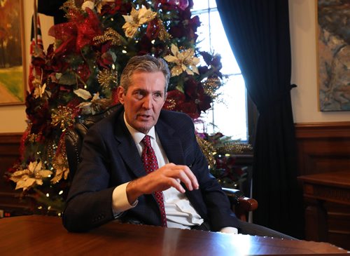 RUTH BONNEVILLE / WINNIPEG FREE PRESS

PALLISTER YEAR ENDER: 
Photo of Premier Brian Pallister during Free Press year end interview on Thursday in his office. 
 
Larry Kusch
Legislature reporter


Dec 13th,  2018