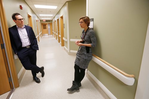 JOHN WOODS / WINNIPEG FREE PRESS
Dr Erin Knight, Medical Director of Addiction Program at HSC and Dr James Bolton, Medical Director of WRHA Crisis Response Services and HSC Emergency Psychiatry are photographed at the Rapid Access Addiction Medicine (RAAM) clinic Monday, December 17, 2018.