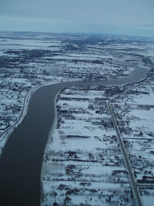 Open section of river looking south towards St. Adolph.  Bruce Owen/ Winnipeg Free Press