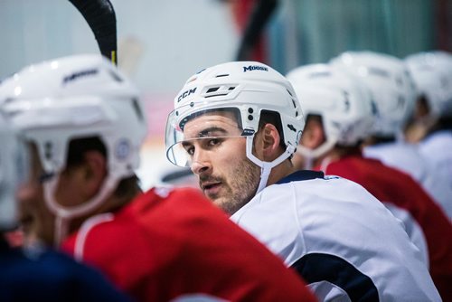 MIKAELA MACKENZIE / WINNIPEG FREE 
Brent Pedersen during a Manitoba Moose practice at the Bell MTS Iceplex in Winnipeg on Wednesday, Dec. 19, 2018. 
Winnipeg Free Press 2018.