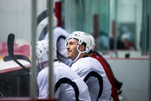 MIKAELA MACKENZIE / WINNIPEG FREE 
Brent Pedersen during a Manitoba Moose practice at the Bell MTS Iceplex in Winnipeg on Wednesday, Dec. 19, 2018. 
Winnipeg Free Press 2018.