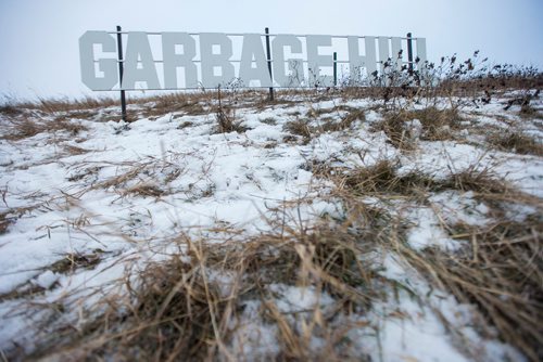 MIKAELA MACKENZIE / WINNIPEG FREE PRESS
The newly unveiled Garbage Hill sign at West View Park in Winnipeg on Thursday, Dec. 20, 2018. 
Winnipeg Free Press 2018.