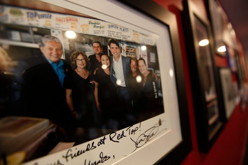 PHIL HOSSACK / WINNIPEG FREE PRESS - Red Top Restaurant wall of fame with an autographed photo of Justin Trudeau. Alex Paul's story. December 21, 2018.