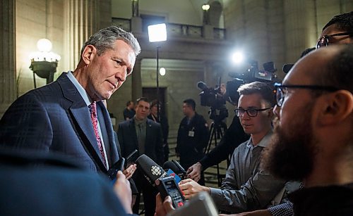 MIKE DEAL / WINNIPEG FREE PRESS
Premier Brian Pallister, Minister Ron Schuler and Nancy (Lyon) Matthews along with extended family were on hand at the Manitoba Legislature to announce the naming of the Trans-Canada Highway bridge over the Assiniboine River in the Rural Municipality of St. Francois Xavier will be named Sterling Lyon Bridge.
181221 - Friday, December 21, 2018.