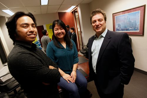 PHIL HOSSACK / WINNIPEG FREE PRESS - John Prystanski (right) poses with Duyen Chau and Jessie Asuncion (left) at a Westland Foundation meeting Friday night. December 21, 2018.